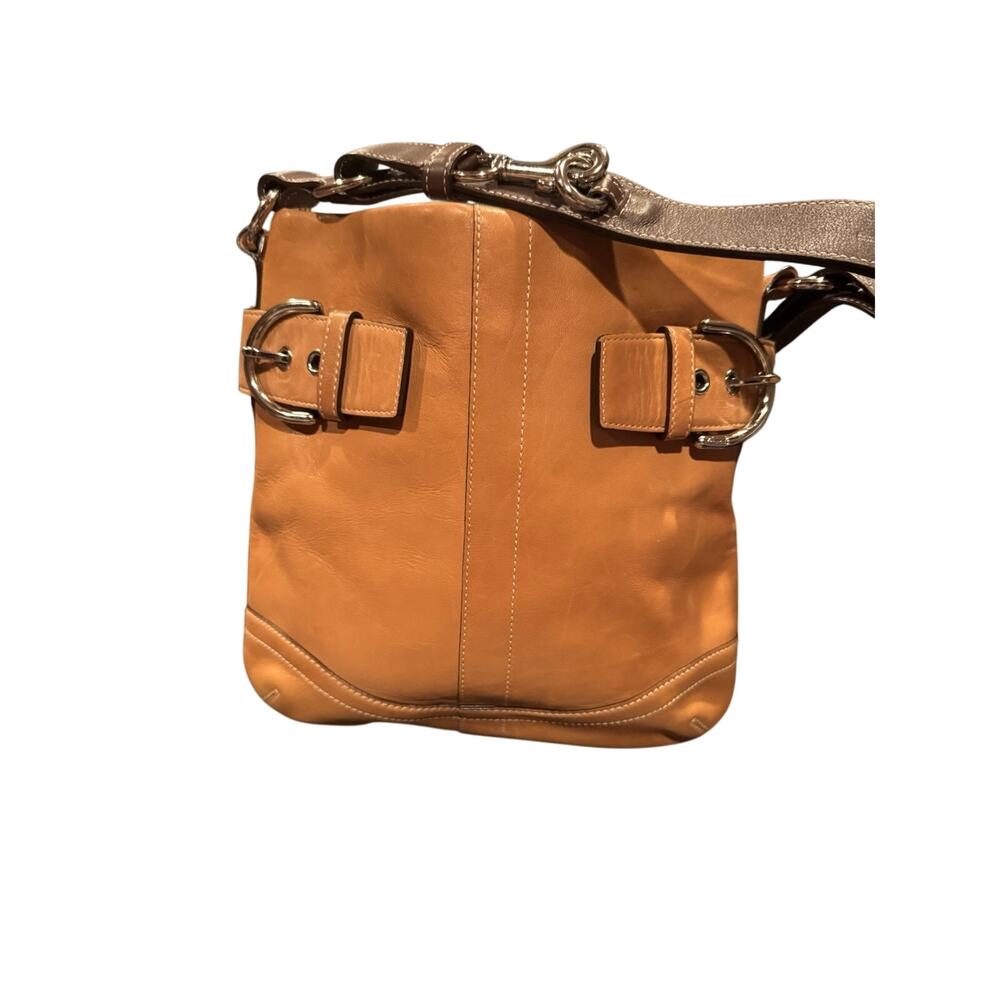 Coach Vintage Soho Slim 2005 shoulder bag camel leather Dark Brown Straps